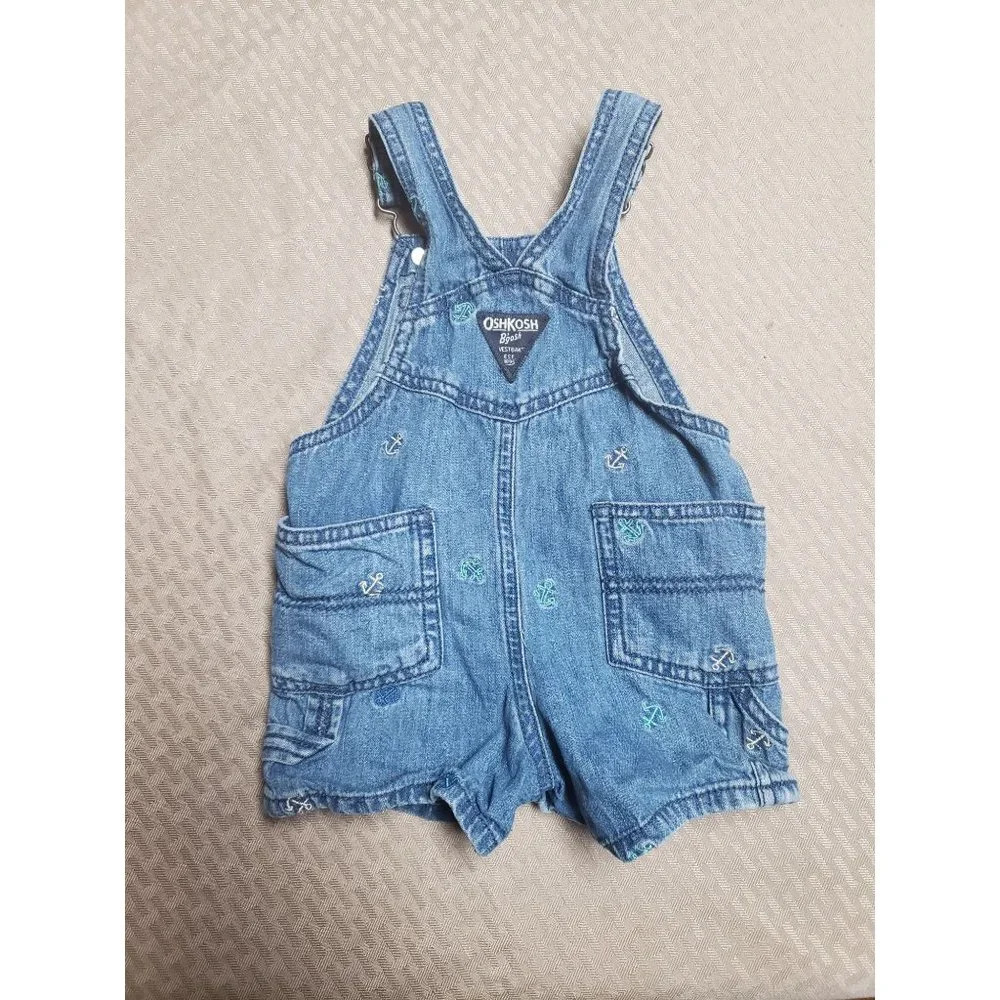 OshKosh BGosh Nautical Blue jean Overall short‎ 12m